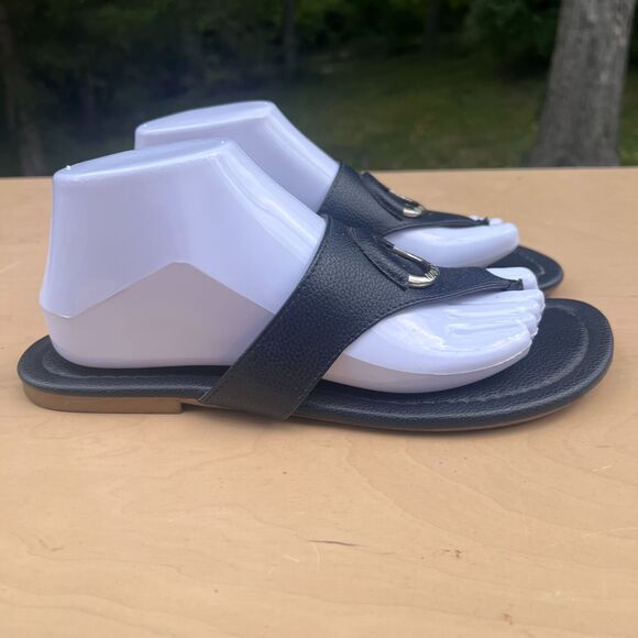 Nautica hase t-strap sandals Slide Sandals Black Clog Flip Flop Size 8 - Picture 3 of 9